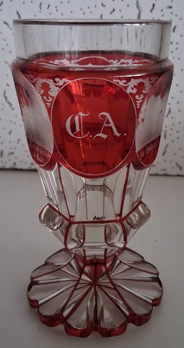 Antique ruby glass goblet - antique,