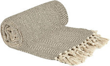 Herringbone - Recycled Cotton Patterned Chair Sofa Setee Bed Throw over Blanket 