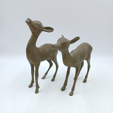 Solid Brass Doe Figurines Set Of 2 Deer Statues Vintage Animal Figurines