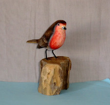 Hand Carved Wooden Robin