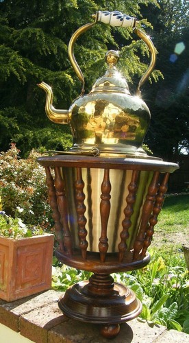 Dutch brass kettle wooden - kettle, &