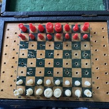 Vintage Jaques Travelling Chess Set with Travel Case 17.5cm x 13cm Complete