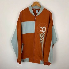 Rocawear Full Zip Sweatshirt Jacket Mens 2XL Orange Riders Raceway Top Retro Y2K