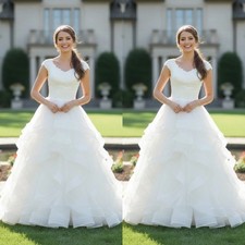 White Ruffles Wedding Dresses