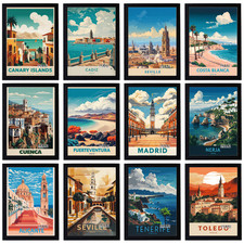 Vintage Holiday Spain Travel Poster Retro City Print Decor Wall Art  A5 A4 A3