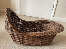 Vintage Wicker Dolls Cradle Rockers On Base Brown Colour For Dolls / Teddy Bears