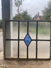 Antique Art Deco Stained Glass Window Panel: Blue Diamond 2/2 ODS20