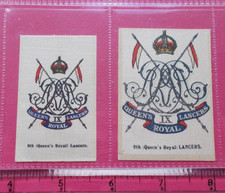 cigarette cards MILITARY SILK- 9TH QUEENS ROYAL LANCERS  B.A.T CRESTS AND BADGES