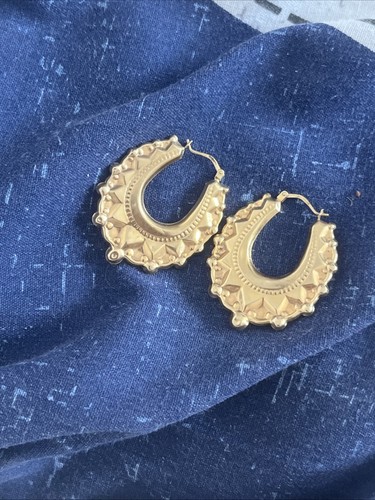 9ct gold creole earrings - gold,