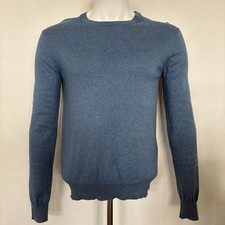 Armani Jeans Men's Blue Crewneck Sweater Wool Blend Size S Fits M Regular Fit
