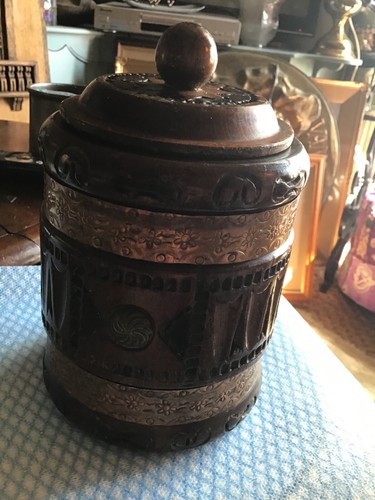 Antique tea caddy wooden - , with