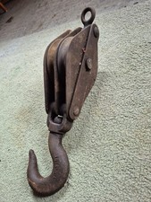 Antique Double Pulley Hoist With Lifting Hook  And Shackle