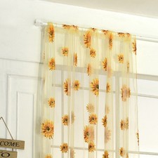 Sunflower Pattern Curtain Home Decoration Polyester Fibre Window Tulle Curtain