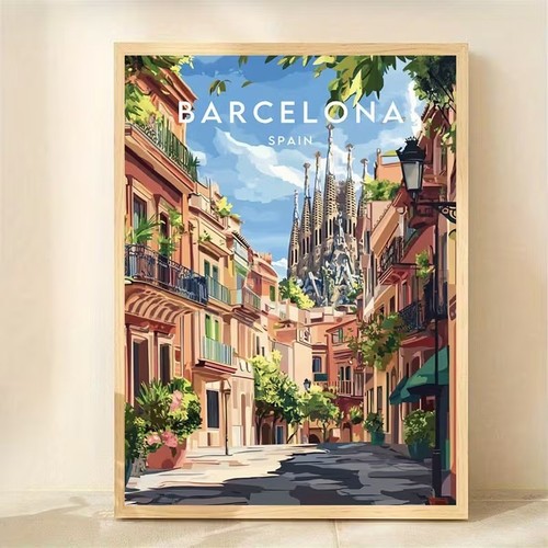 Barcelona spain travel vintage - barcelona,