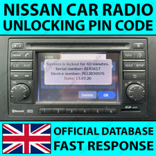 NISSAN RADIO PIN CODE LCN CONNECT NAVI JUKE MICRA NAVARA NOTE QASHQAI X-TRAIL