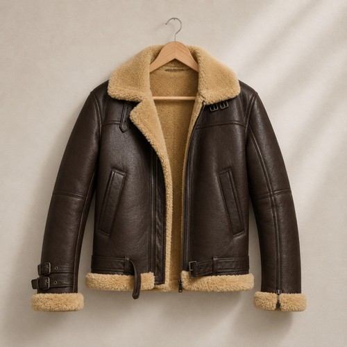 Men brown shearling leather - brown,