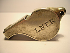 A VINTAGE THE ACME THUNDERER  POLISHED WHITE METAL " L.N.E.R." RAILWAY WHISTLE .