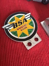 Vintage BSA Car Badge - BSA OWNERS CLUB BADGE - BSA Owners Club Motorcycle Badge
