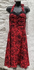 Hearts & Roses London Red Taffeta Flocked Halter Dress Size XL
