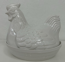Vintage Honiton Pottery Hen on Nest Egg Holder White 23cm