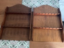 Vintage Wooden Souvenir Teaspoon Display Racks Holds 16 Spoons Each