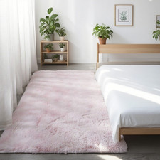 Grey Shaggy Rug – Soft Long Pile Carpet for Living Room & Bedroom, Non-Slip Ma