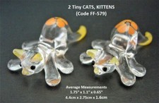 2 Miniature GLASS CATS KITTENS