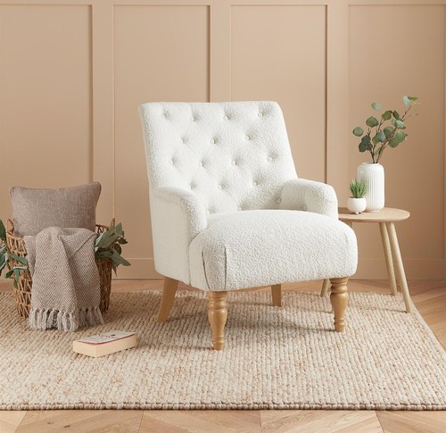 Boucle white armchair with - boucle,