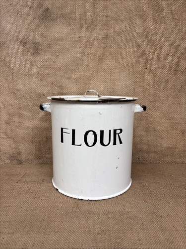 Vintage enamel flour bin - flour, /