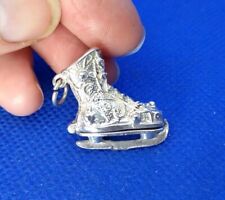 Unmarked Silver White Metal Ice Skate Opening Pendant / Charm With Skater