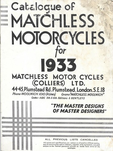 Matchless motorcycles catalog - matchless,