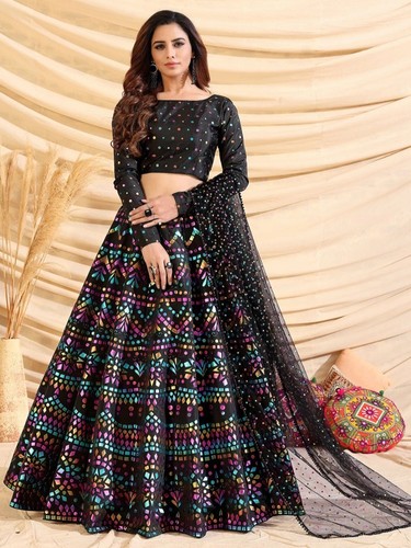 Black metallic pattern choli - black,
