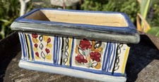 French Window Studio Art  Glaze Trough Planter Garden Hand Painted
