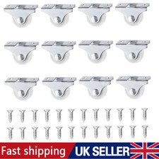 12X Fixed Castor Wheels for Furniture Cabinet Small Casters Non-Swivel 25MM UK