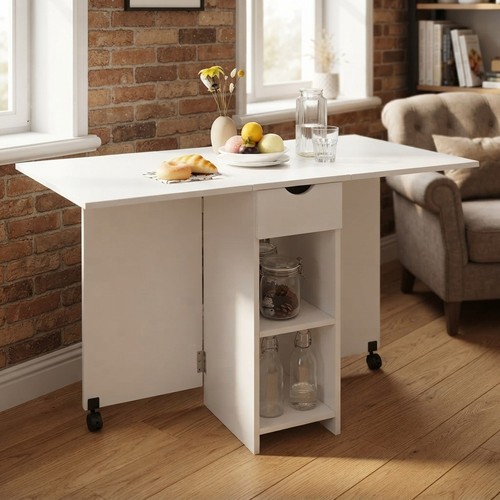 White folding dining table - folding,