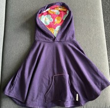 Purple Fleecy Poncho With Colourful Hood Lining - Best Suited To Ages 4-6