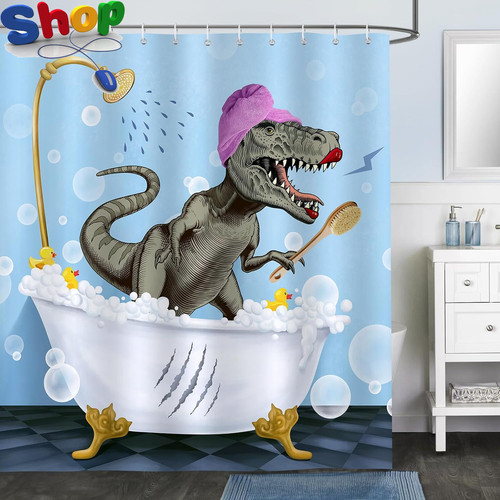 Funny dinosaur shower - dinosaur,