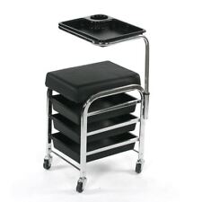 Manicure Pedicure Trolley Nail Hair Beauty Salon Chair Stool with Drawers Black
