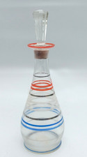 Vintage Stripped Glass Decanter, with Stopper, 1950's