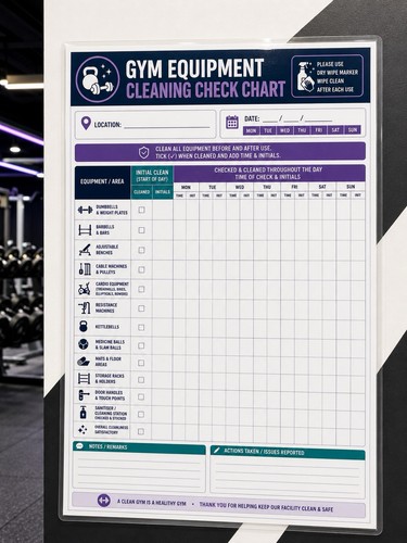 Gym equipment cleaning - equipment, check