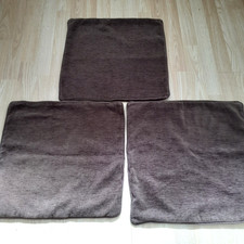 SET OF THREE BROWN CHENILLE CUSHION COVERS 45CM X 45CM