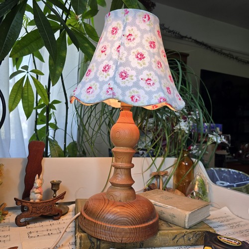 Vintage wooden pine table lamp