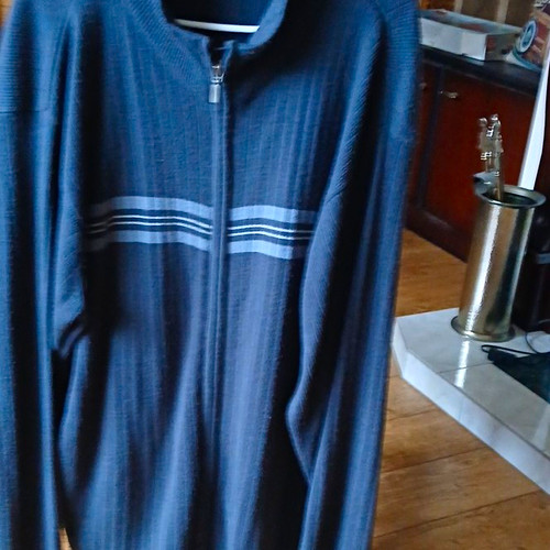 Men grey knit full - full, zip