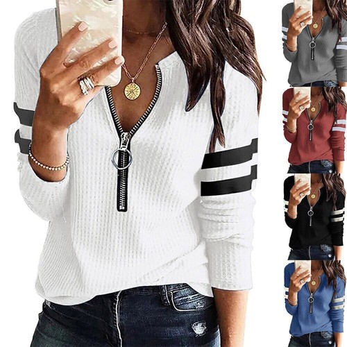 Womens zip long sleeve tops - long,