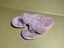 Totes Isotoner Women's Toe Post Slippers Faux Fur Pink UK 4 New