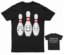 Funny Bowling Pin Faces T-Shirt Strike Bowling Ball Pin Action Spare 10-Pin Bowl