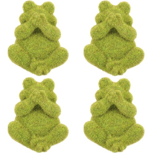 Green resin frog statues set - green,