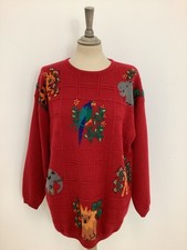 Vintage 1980s Tulchan jumper slouch statement animal pullover kitsch sweater #V3