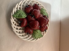 Ceramic Cherries Vintage Unusual Ornament In Decent Cond W=380g Diameter 15cm
