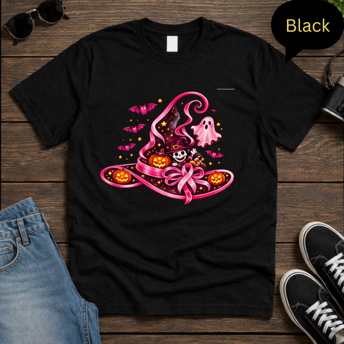 Pink ribbon halloween - pink, witch